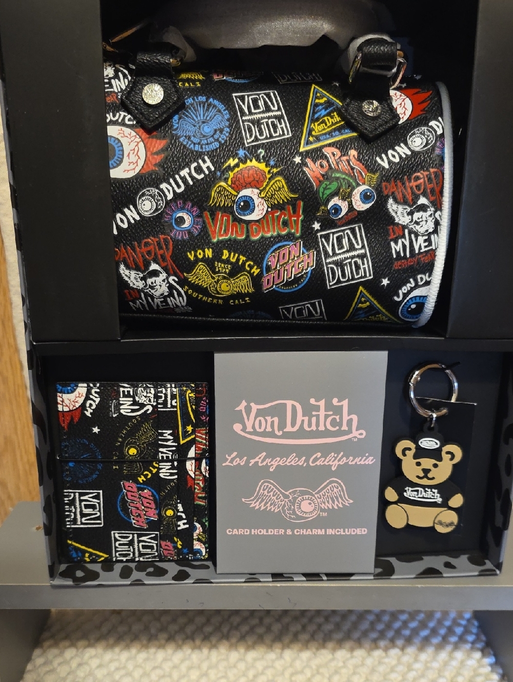 Limited Von Dutch Black Multi-Logo Mini Satchel Set